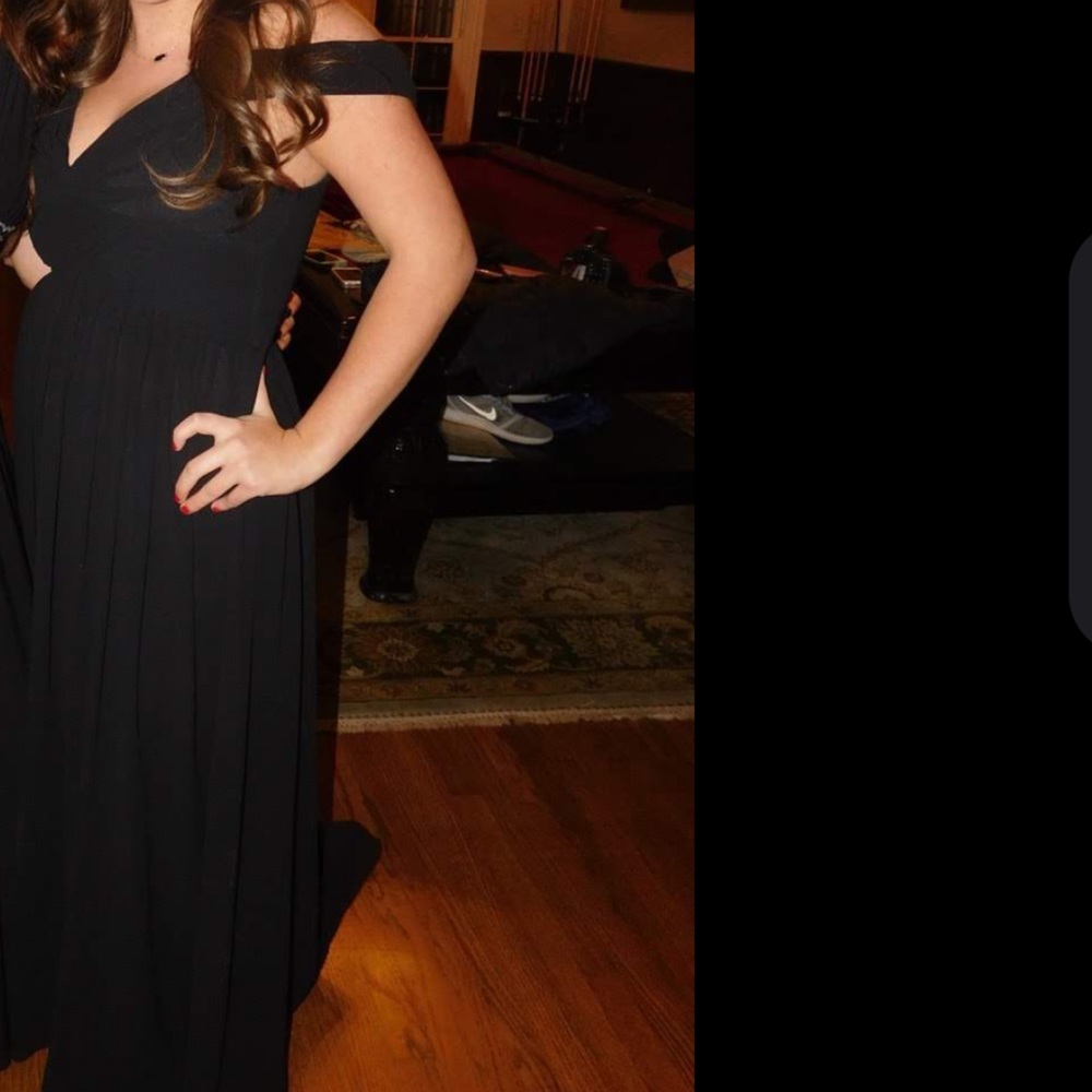 Lulu’s Black Dress with Open Shoulder